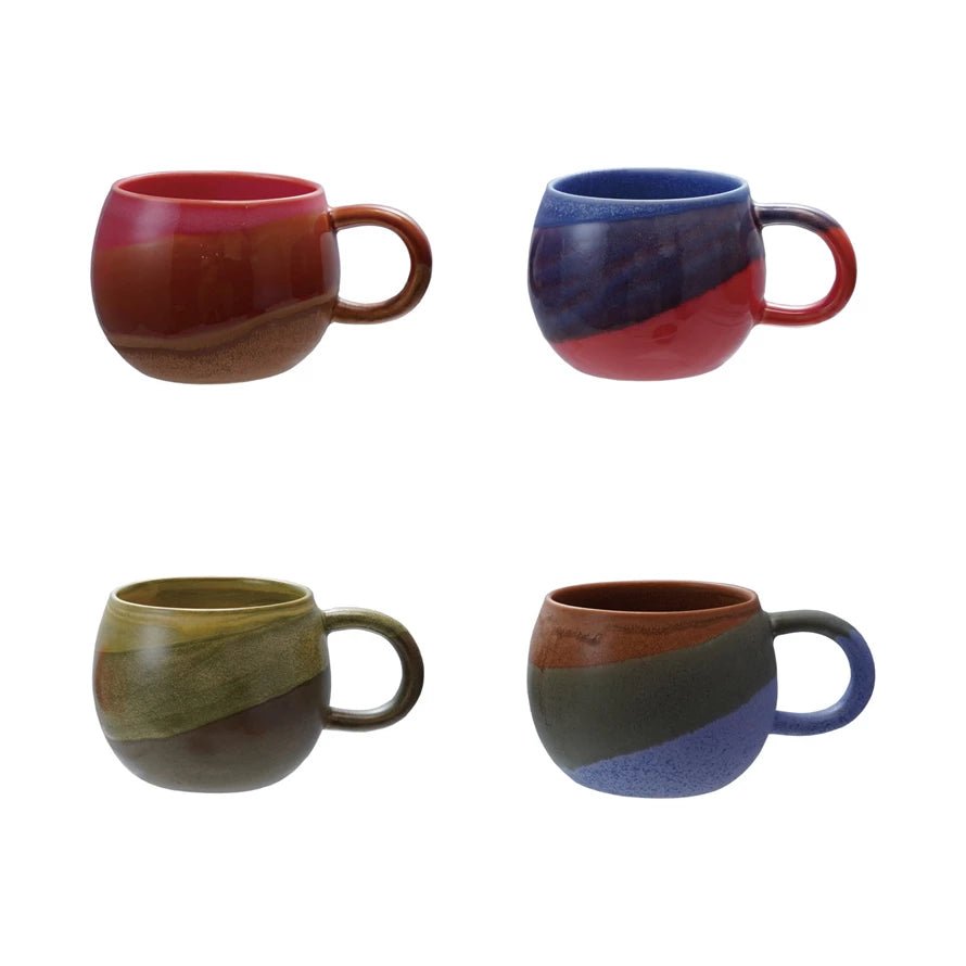 Colorful Reactive Glaze Mug - Merry PigletsCreative Co - Op