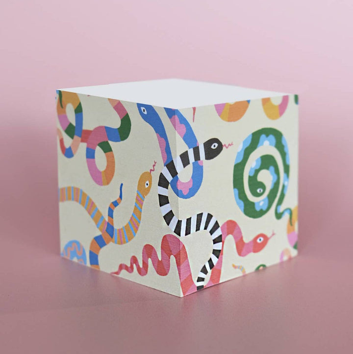 Colorful Snakes Sticky Note Cube - Merry PigletsIdlewild Co.