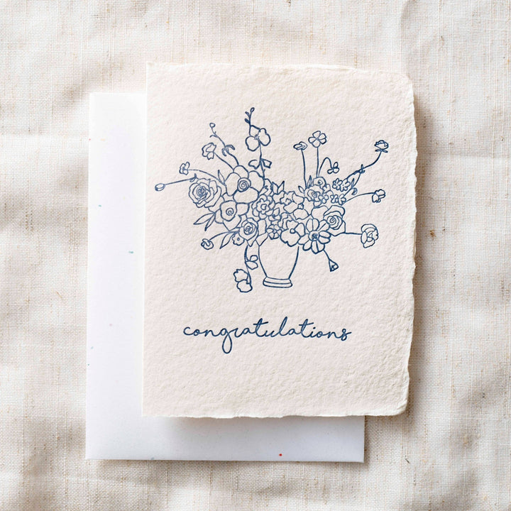 Congratulations Floral Bouquet Greeting Card - Merry PigletsPaper Baristas