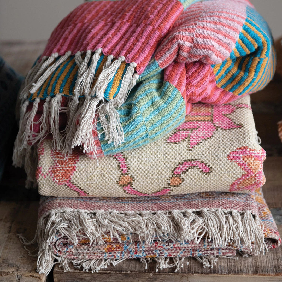 Cotten Blend Striped Throw - Merry PigletsCreative Co - Op