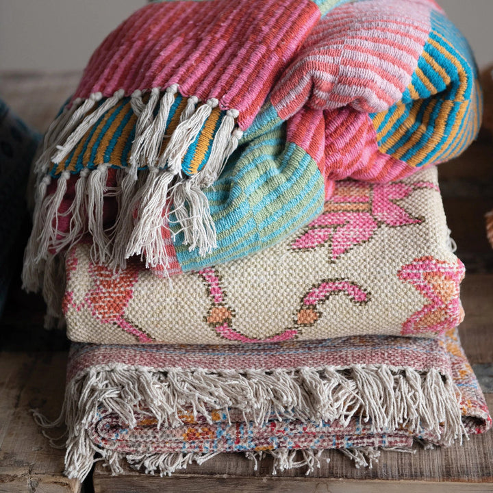 Cotten Blend Striped Throw - Merry PigletsCreative Co - Op