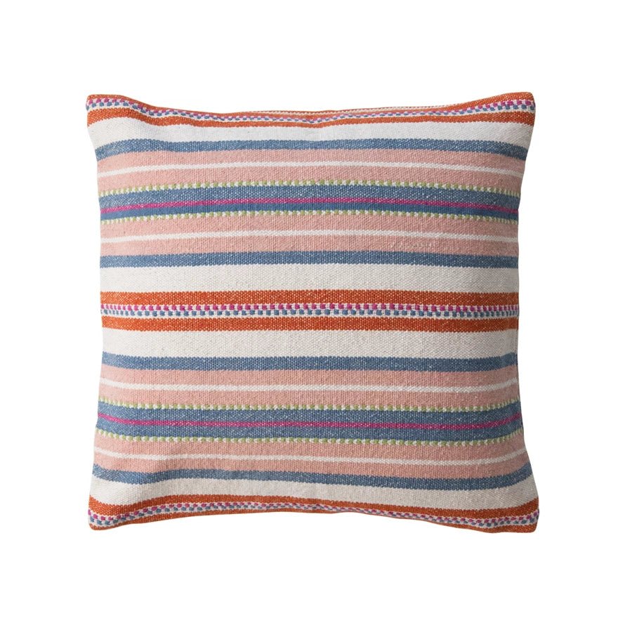 Cotton Stripe Pillow - Merry PigletsCreative Co - Op