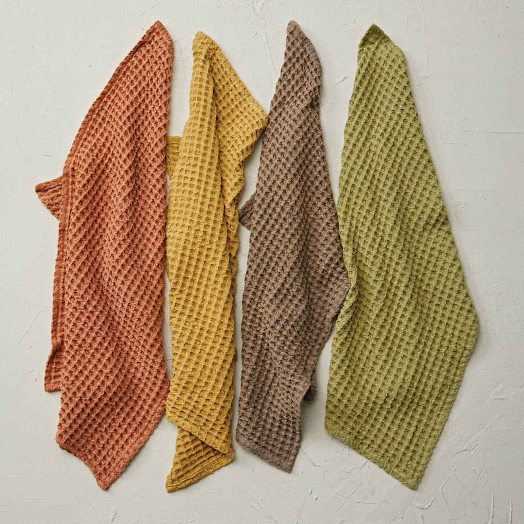 Cotton Waffle Weave Tea Towel - Merry PigletsCreative Co - Op
