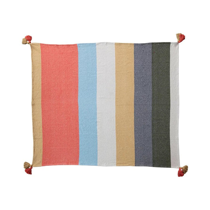 Cotton Woven Striped Throw - Merry PigletsCreative Co - Op