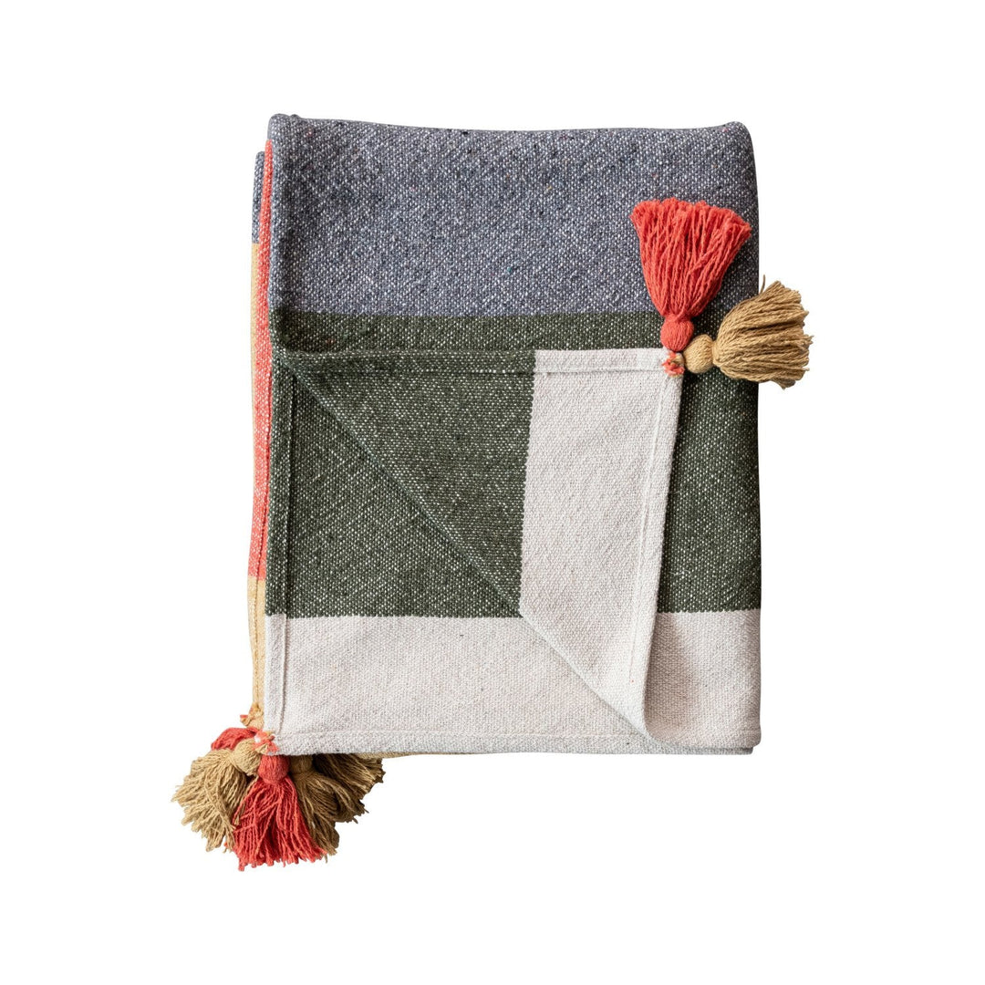 Cotton Woven Striped Throw - Merry PigletsCreative Co - Op