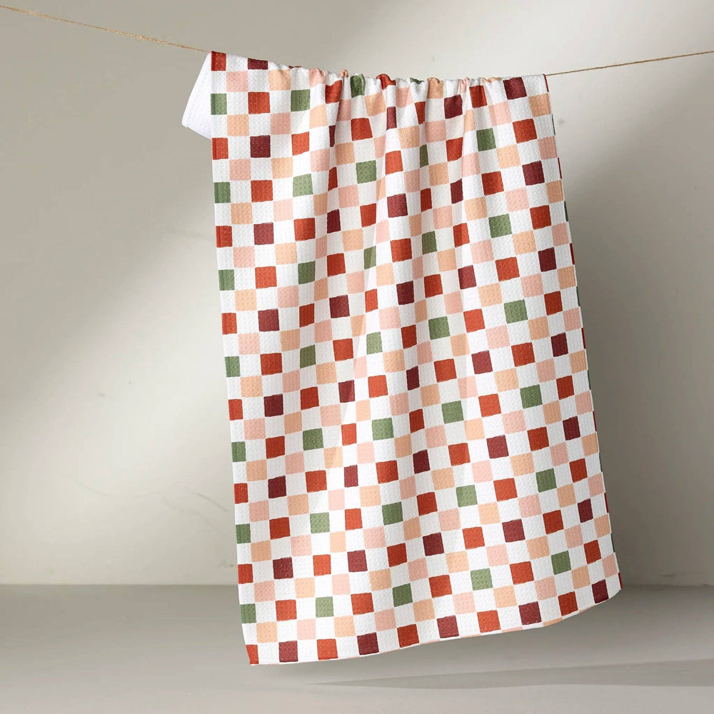 Cozy Check Tea Towel - Merry PigletsGeometry