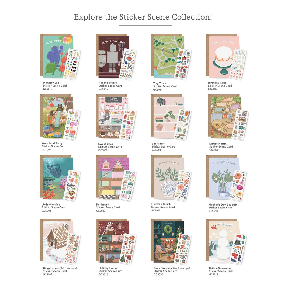 Cozy Fireplace Sticker Scene Greeting Card - Merry PigletsInklings Paperie