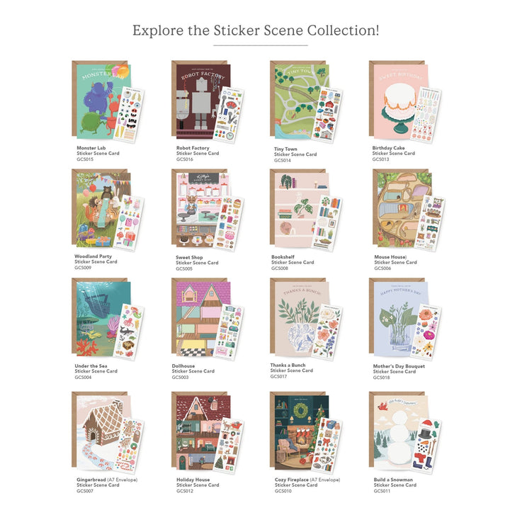 Cozy Fireplace Sticker Scene Greeting Card - Merry PigletsInklings Paperie