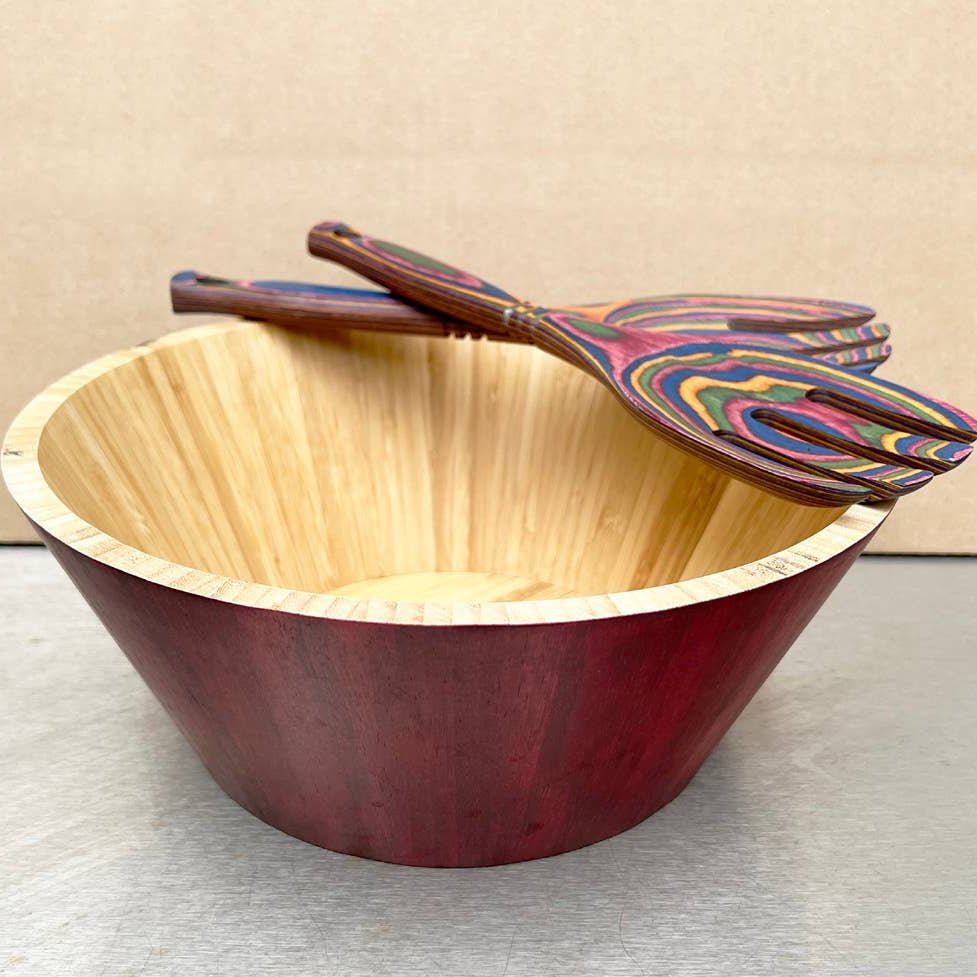 Cranberry Bamboo Salad Bowl - Merry PigletsIsland Bamboo