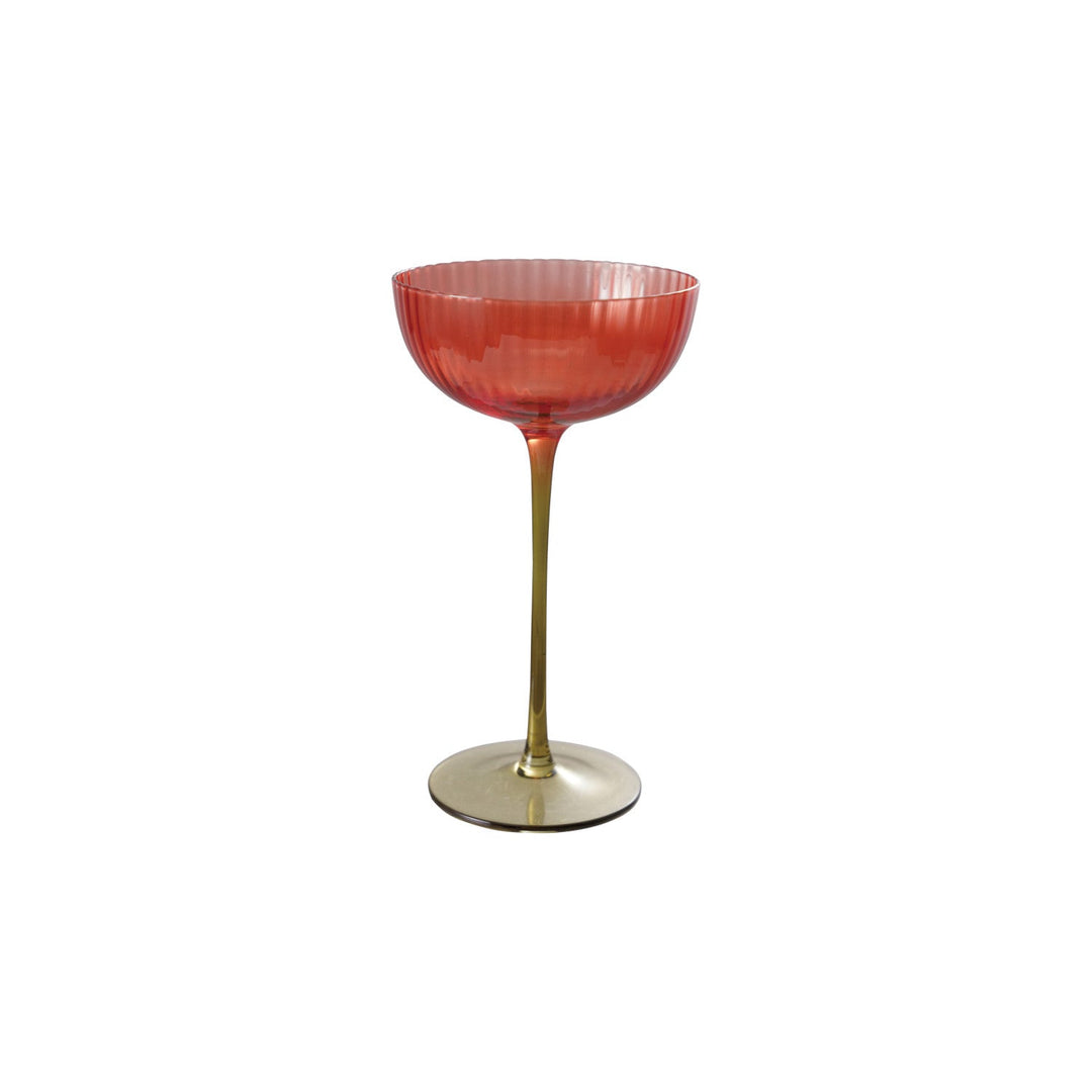 Cranberry & Olive Ribbed Stemmed Cocktail Glass - Merry PigletsCreative Co-Op