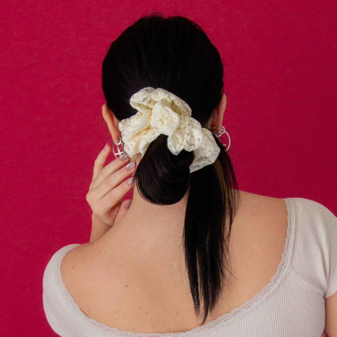 Cream Lace Jumbo Scrunchie - Merry PigletsShop Andi