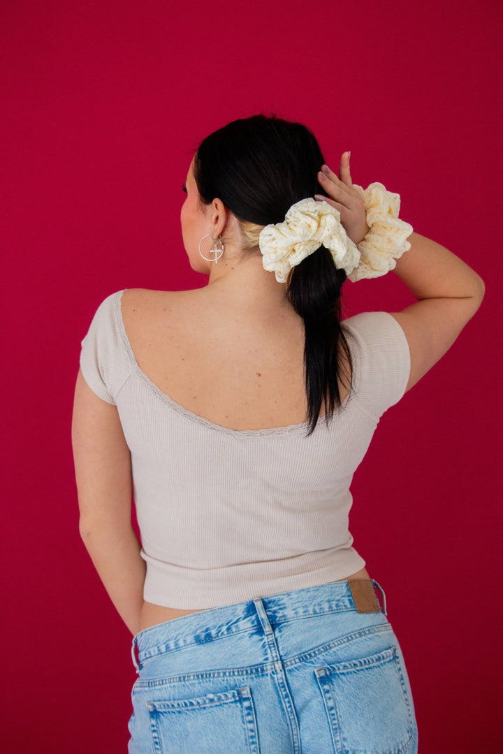 Cream Lace Jumbo Scrunchie - Merry PigletsShop Andi