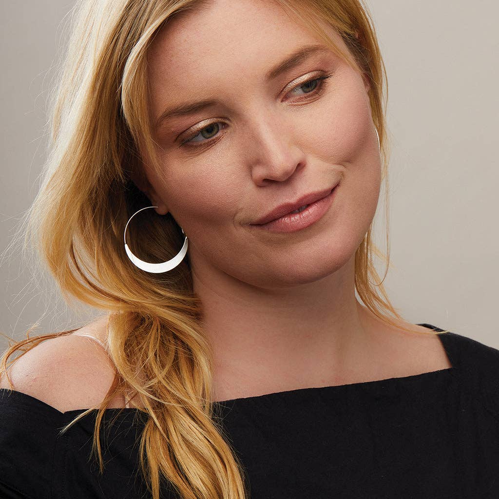 Crescent Silver Hoop Earrings - Merry PigletsScout Curated Wears