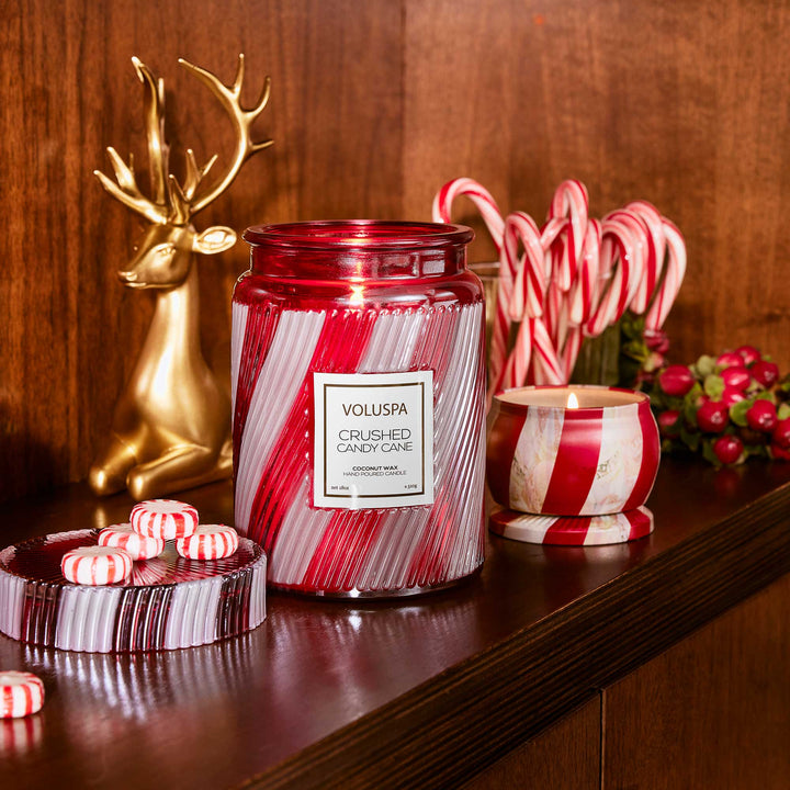 Crushed Candy Cane Large Jar Candle - Merry PigletsVoluspa