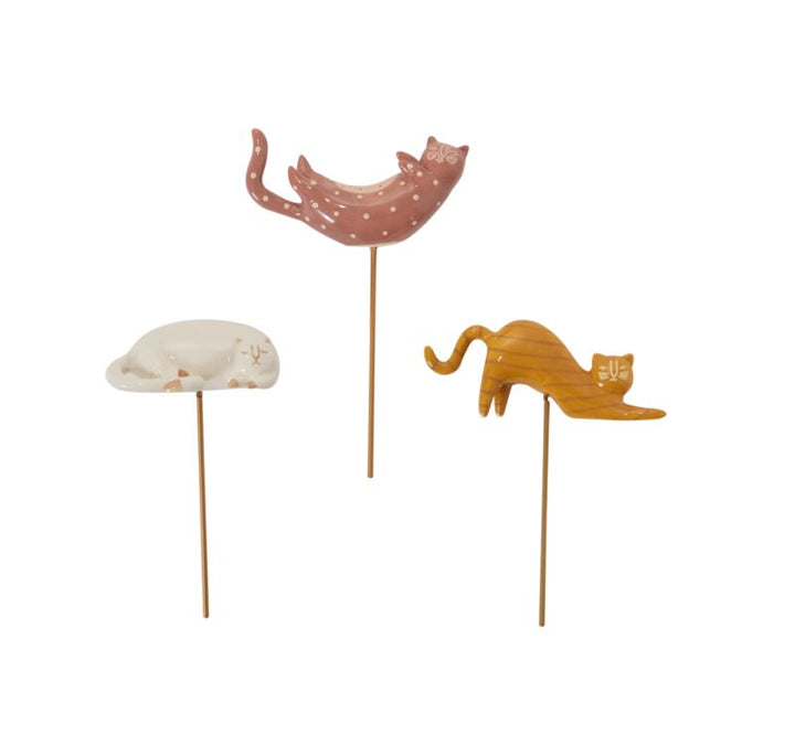 Curious Cats Plant Sticks, Set of 3