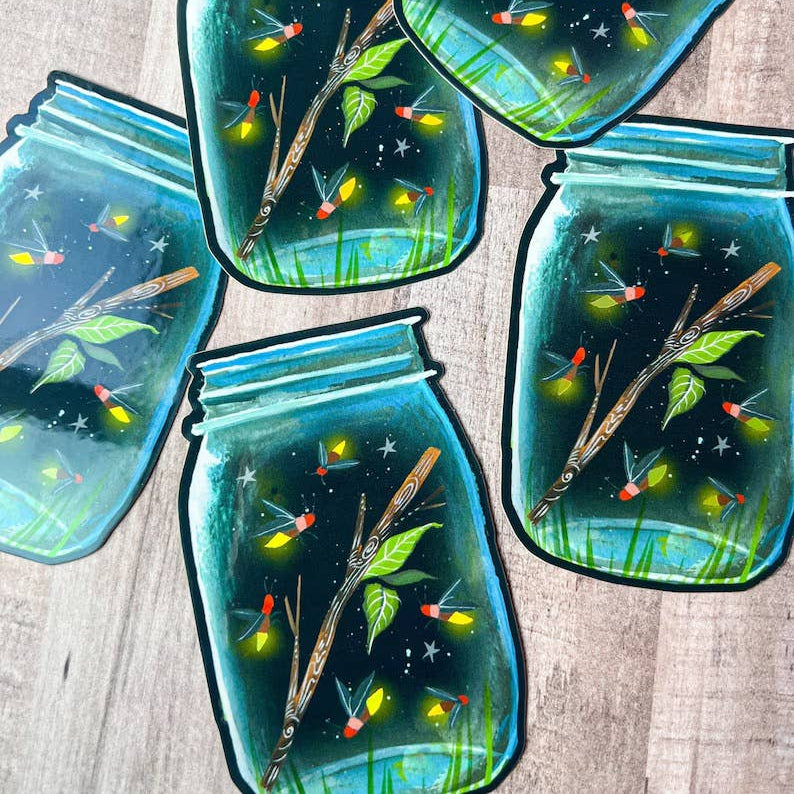 Holographic Firefly Jar Sticker