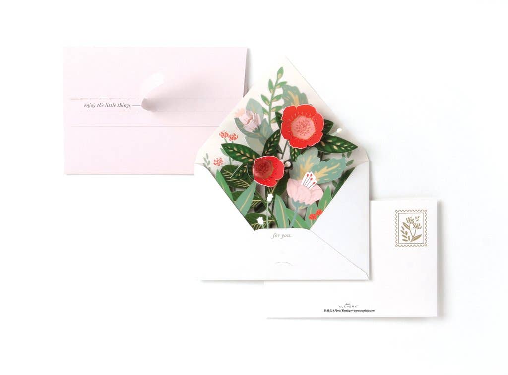 Floral Pop-Up Greeting Card - Merry Piglets