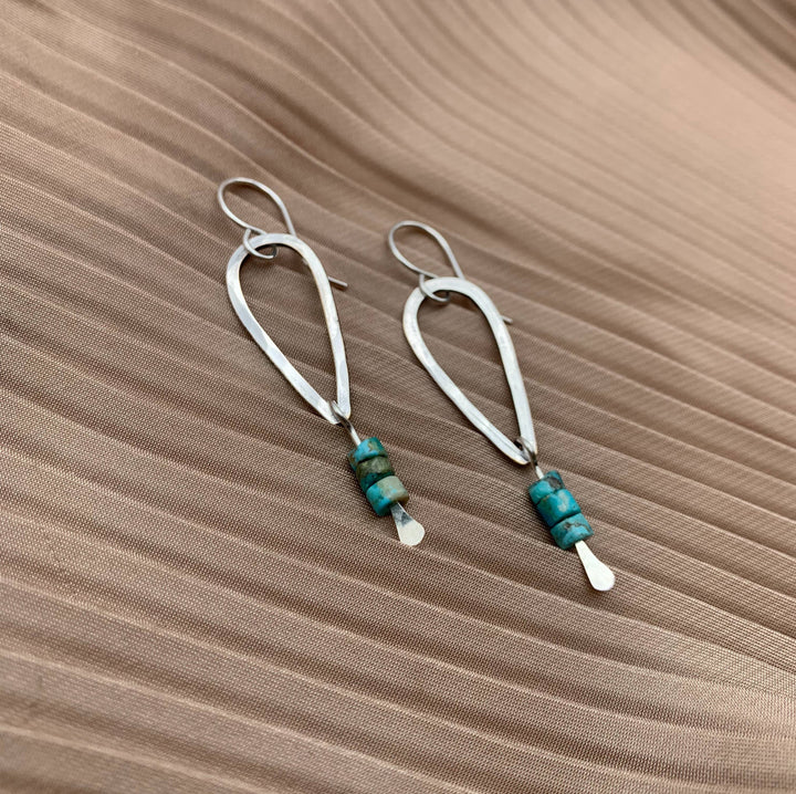 Silver Heishi Beads Drop Earrings