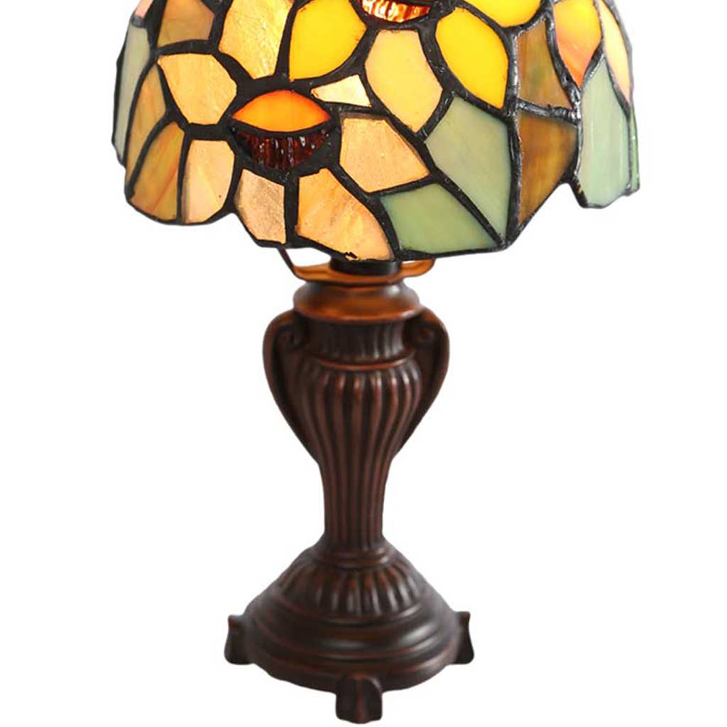 Stained Glass Sunflower Accent Lamp - Merry Piglets