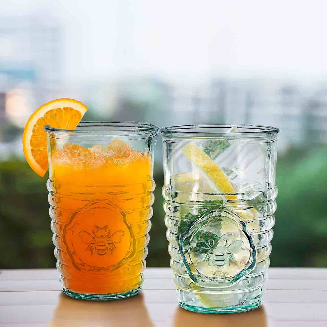 Bee Embossed Glass Tumbler