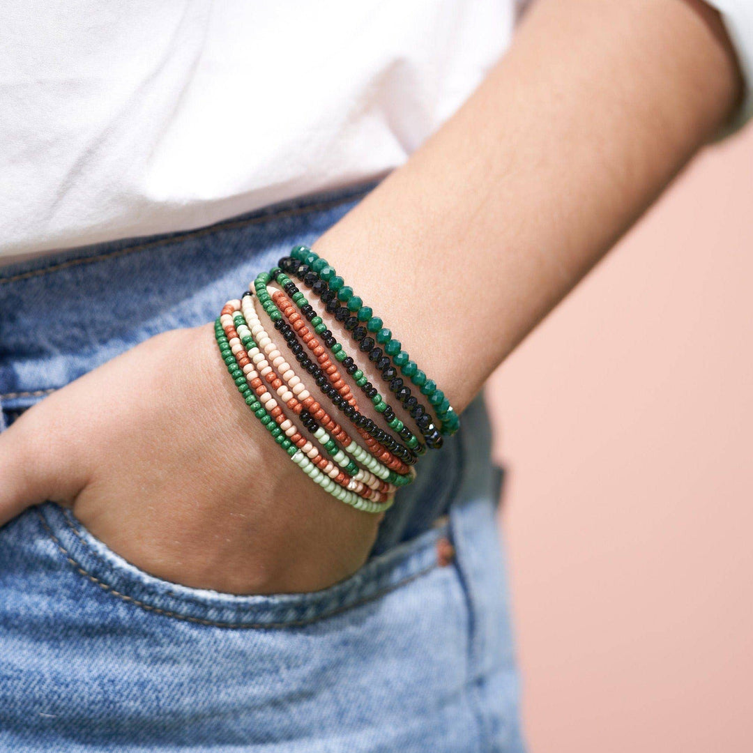 Beaded 10 Strand Stretch Bracelets - Desert