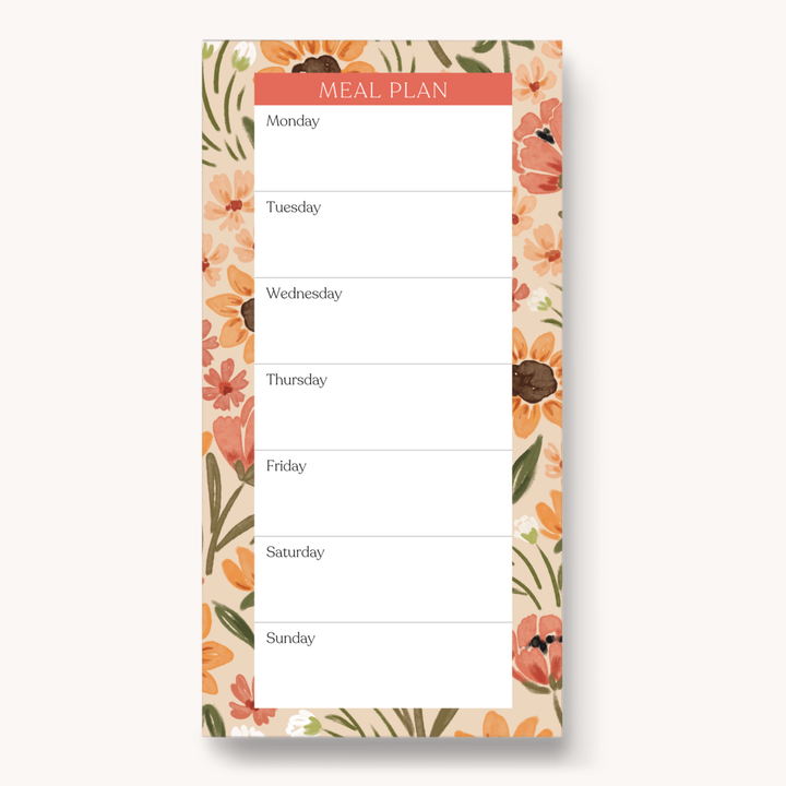 Sunny Poppies Magnetic Meal Plan Notepad