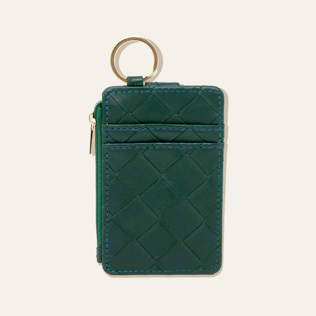 Dark Green Woven Keychain Wallet