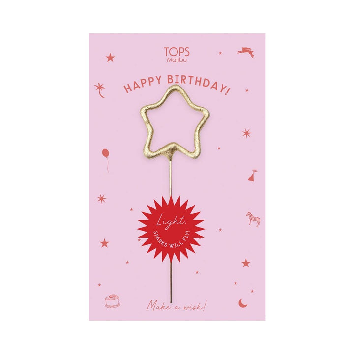 Gold Star Sparkler Happy Birthday Greeting Card