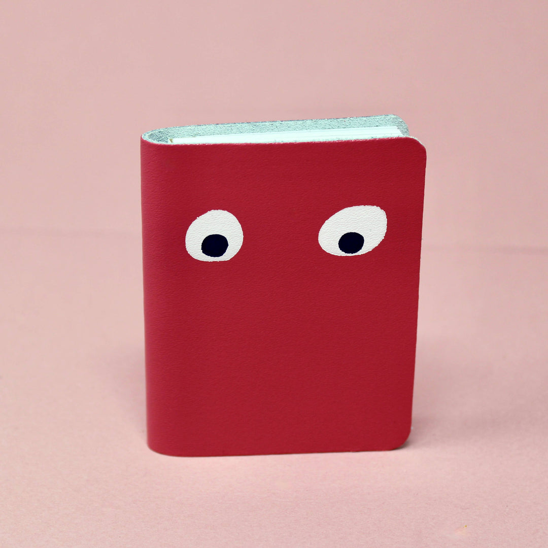 Googly Eye Mini Leather Notebook: Dark Pink