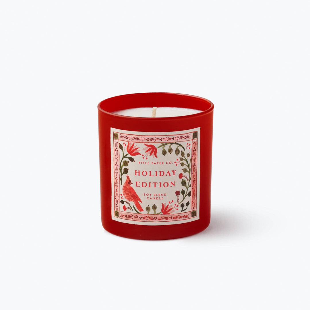 Cardinals Holiday Glass Candle