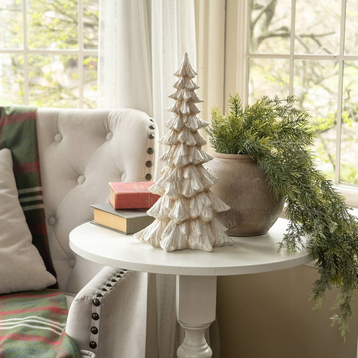 Glittered Cream Tree - 15"