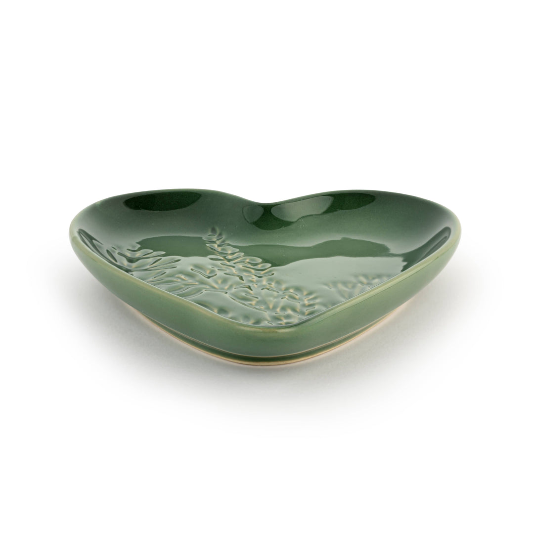 Green Pressed Floral Heart Spoon Rest