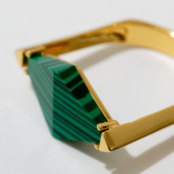 Malachite Gold Plated Ring