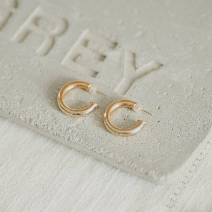 Daily Gold Hoops - Merry PigletsReva Grey