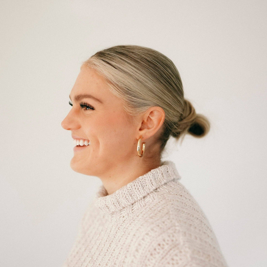 Daily Gold Hoops - Merry PigletsReva Grey