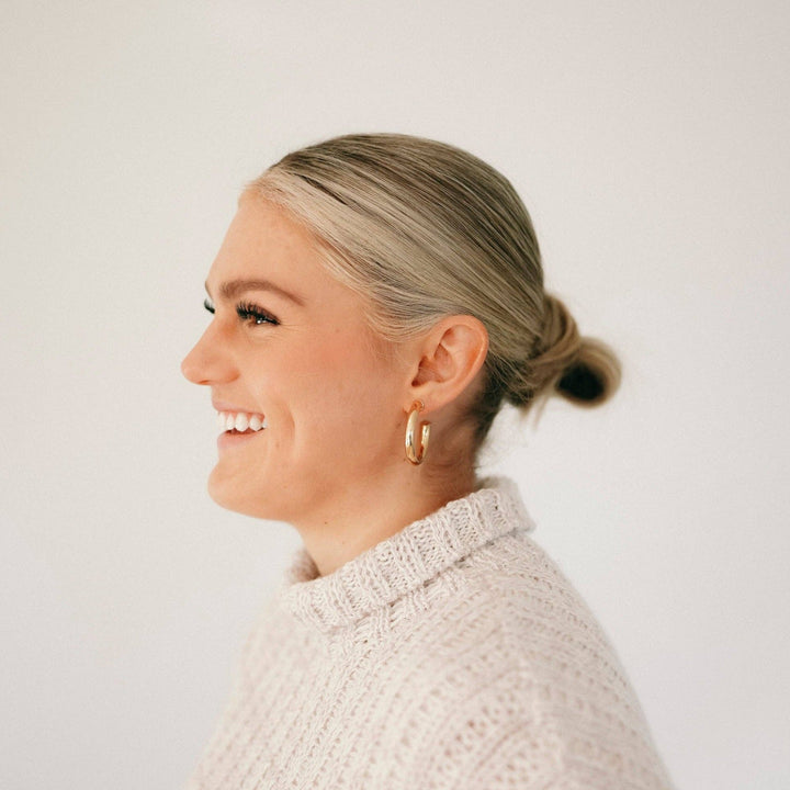 Daily Gold Hoops - Merry PigletsReva Grey