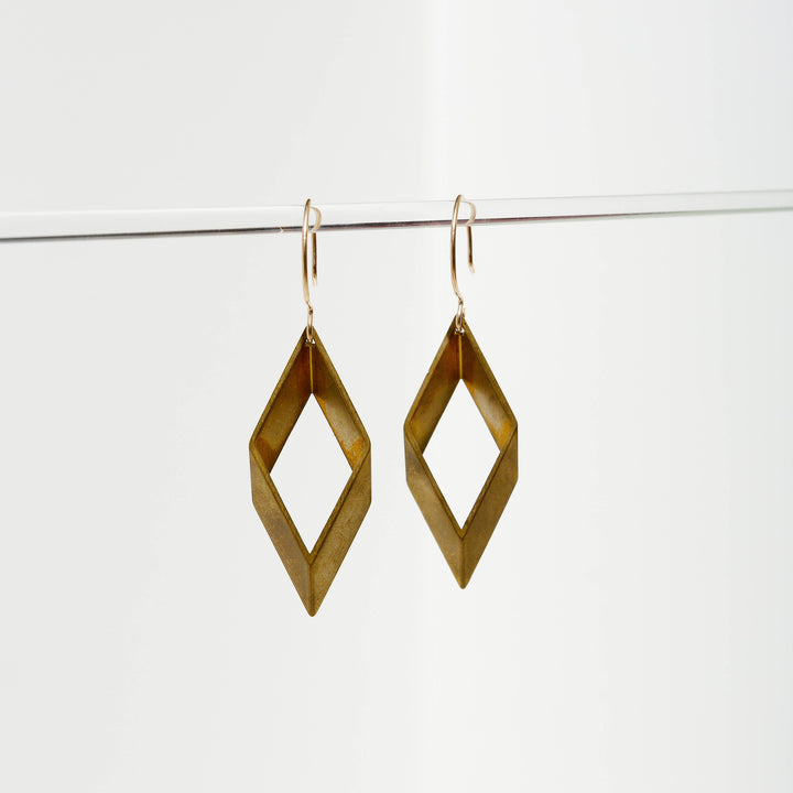 Brass Diamond Dangle Earrings