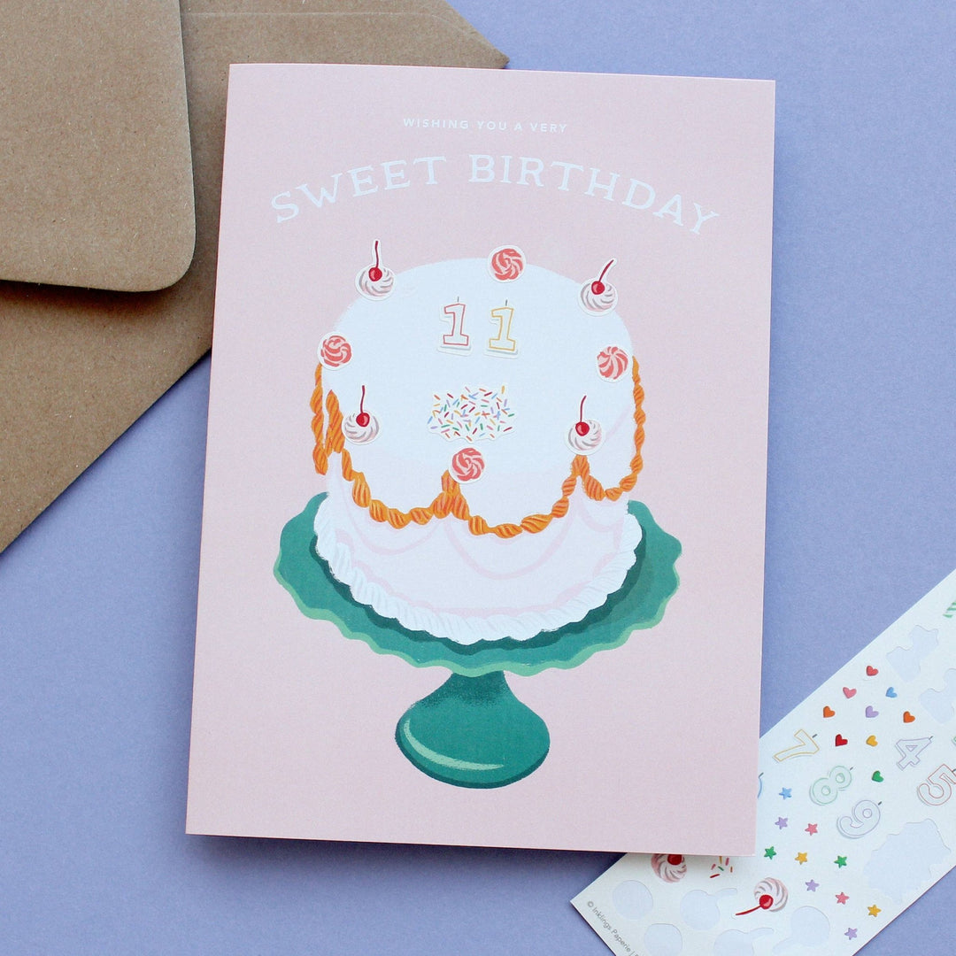 Decorate a Cake Sticker Scene Greeting Card - Merry PigletsInklings Paperie