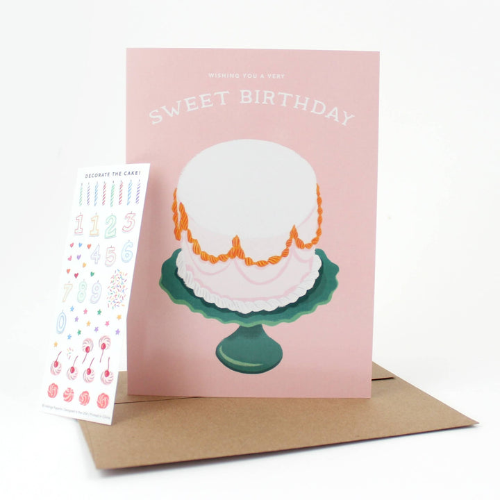 Decorate a Cake Sticker Scene Greeting Card - Merry PigletsInklings Paperie