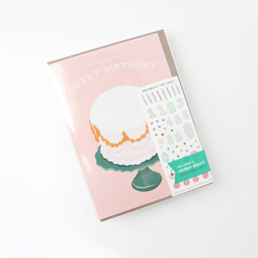 Decorate a Cake Sticker Scene Greeting Card - Merry PigletsInklings Paperie