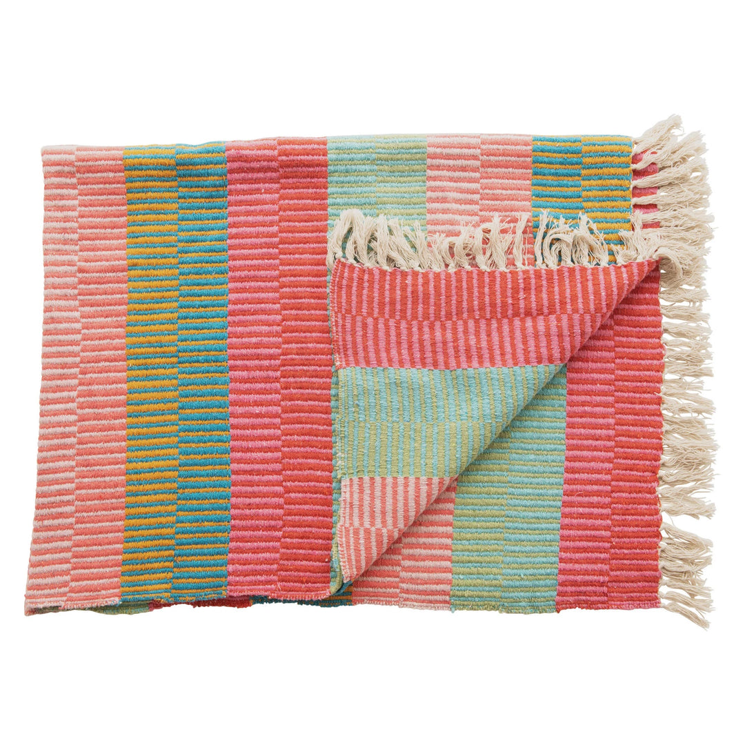 Cotten Blend Striped Throw - Merry Piglets