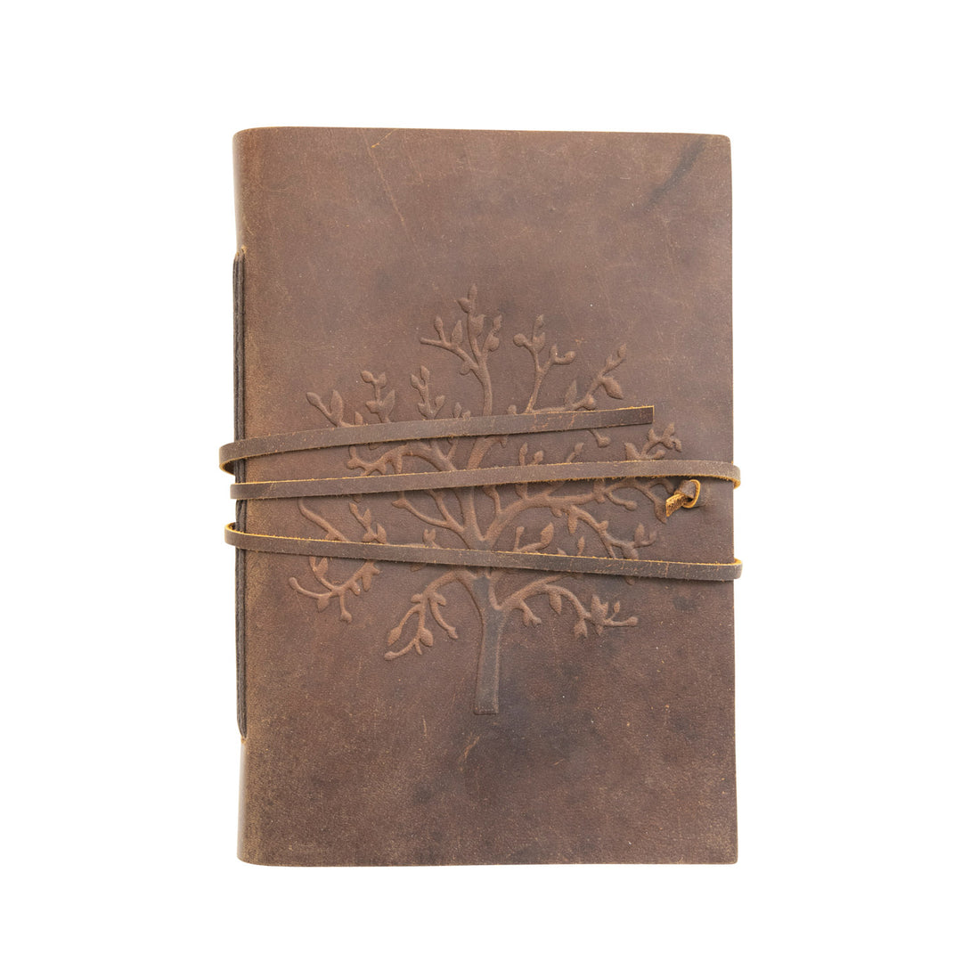 Leather Bound Journal with Handmade Paper - Merry Piglets