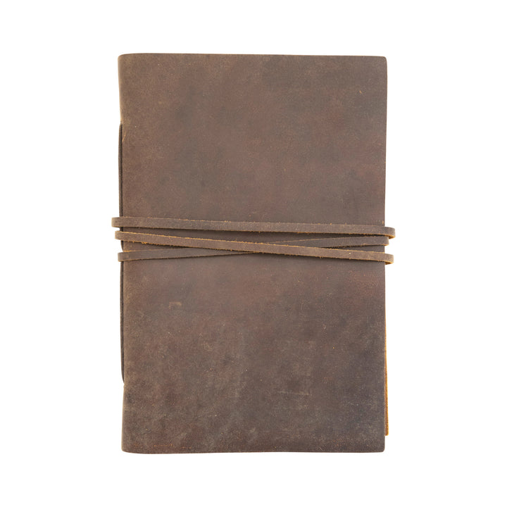 Leather Bound Journal with Handmade Paper - Merry Piglets