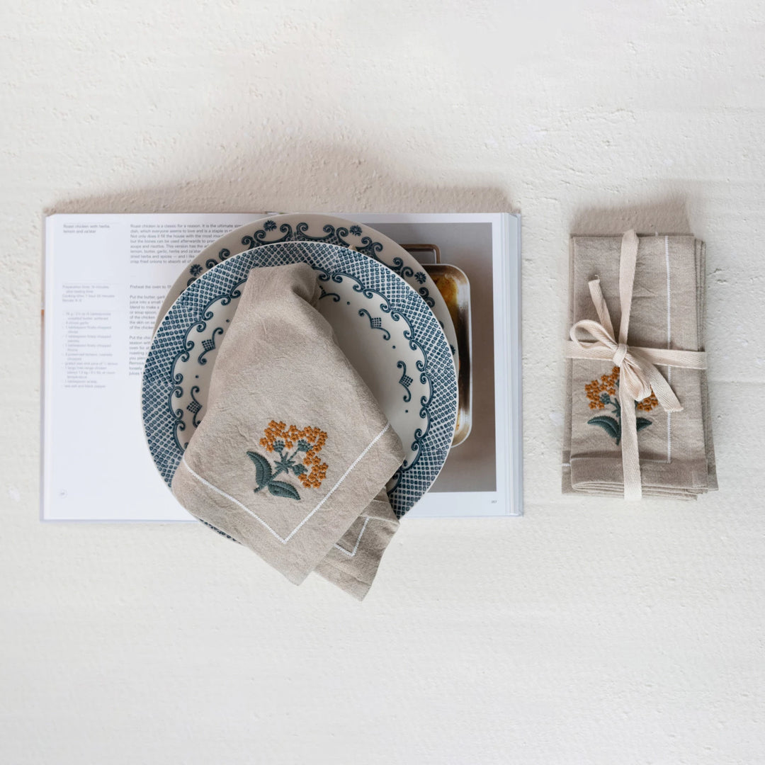 Flowers & French Knots Cloth Napkins