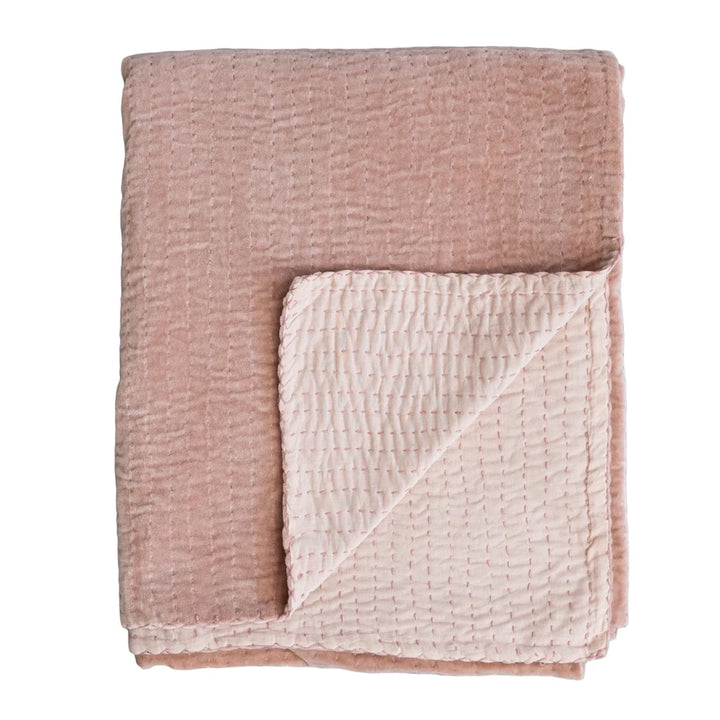 Peach Cotton Velvet Throw