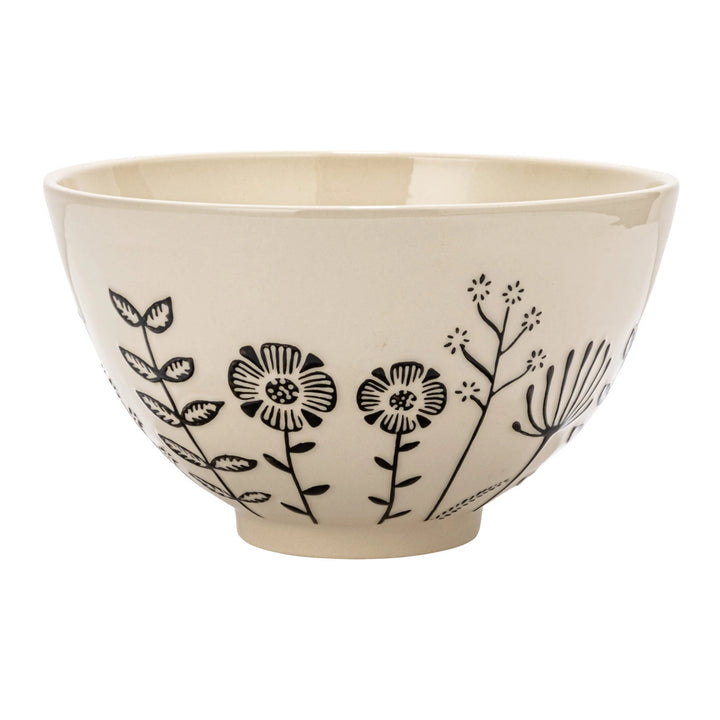 Serving Bowl w/ Embossed Flowers - Merry Piglets