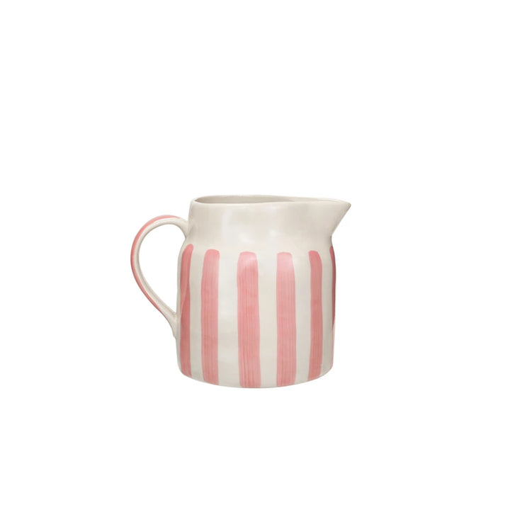 Pink Stripes Stoneware Pitcher