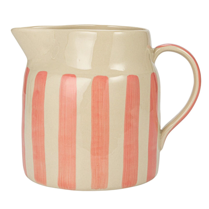 Pink Stripes Stoneware Pitcher