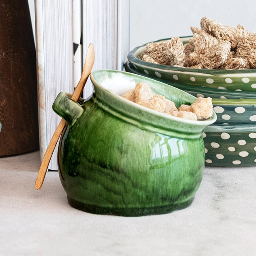 Stoneware Salt Dish with Spoon