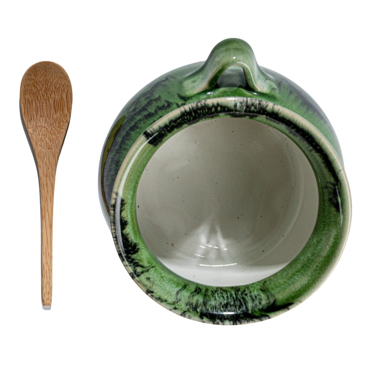 Stoneware Salt Dish with Spoon